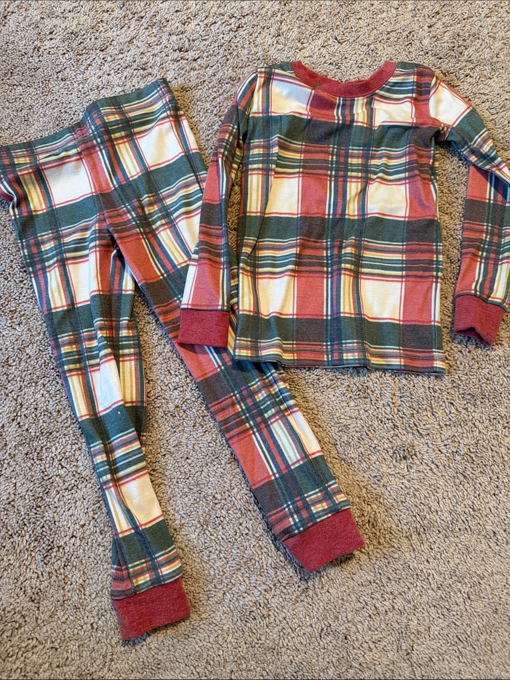 summersalt Kids Plaid Thermal Pajama Set - Red, Green & Cream